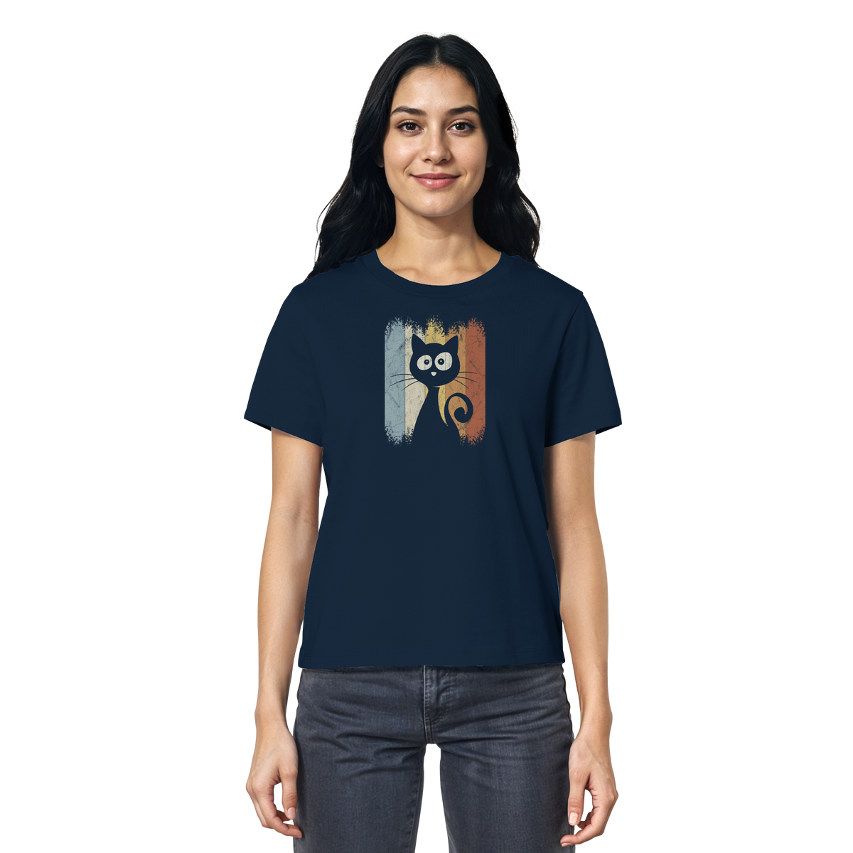 Retro Katze Silhouette - Ladies Organic Shirt