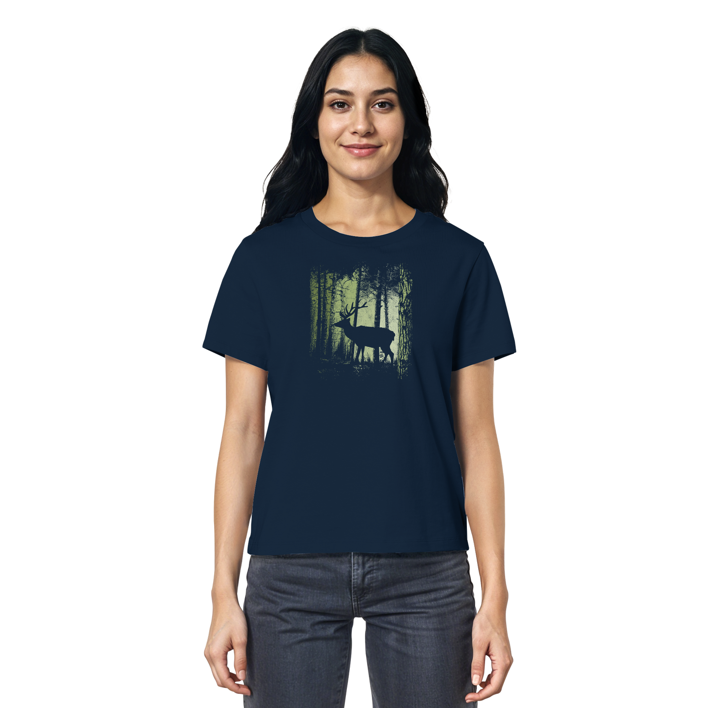 Hirsch im Zwielicht Wald - Ladies Organic Shirt