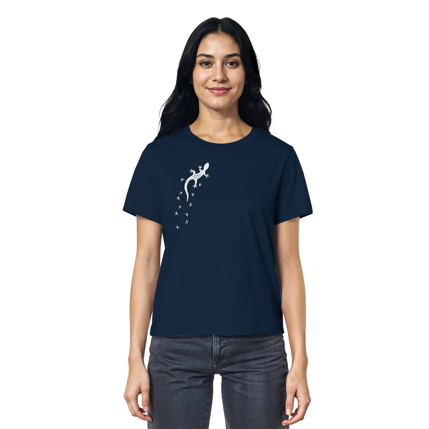 Gecko Eidechse Silhouette hell - Ladies Organic Shirt