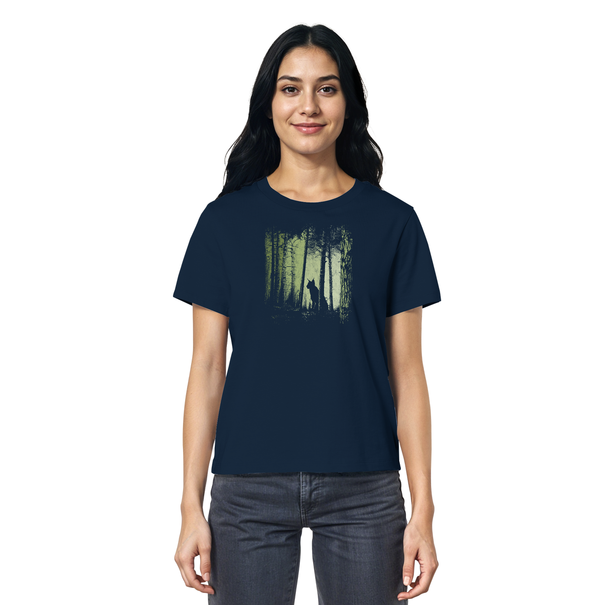 Luchs Wildkatze im Zwielicht Wald - Ladies Organic Shirt