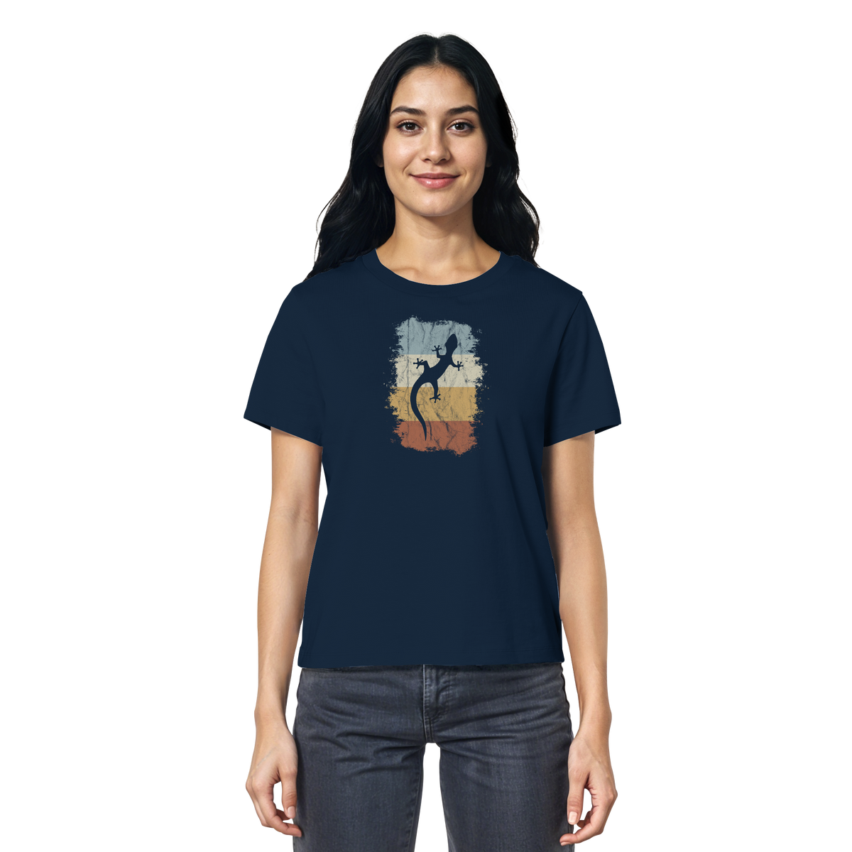 Retro Gecko Salamander Silhouette - Ladies Organic Shirt