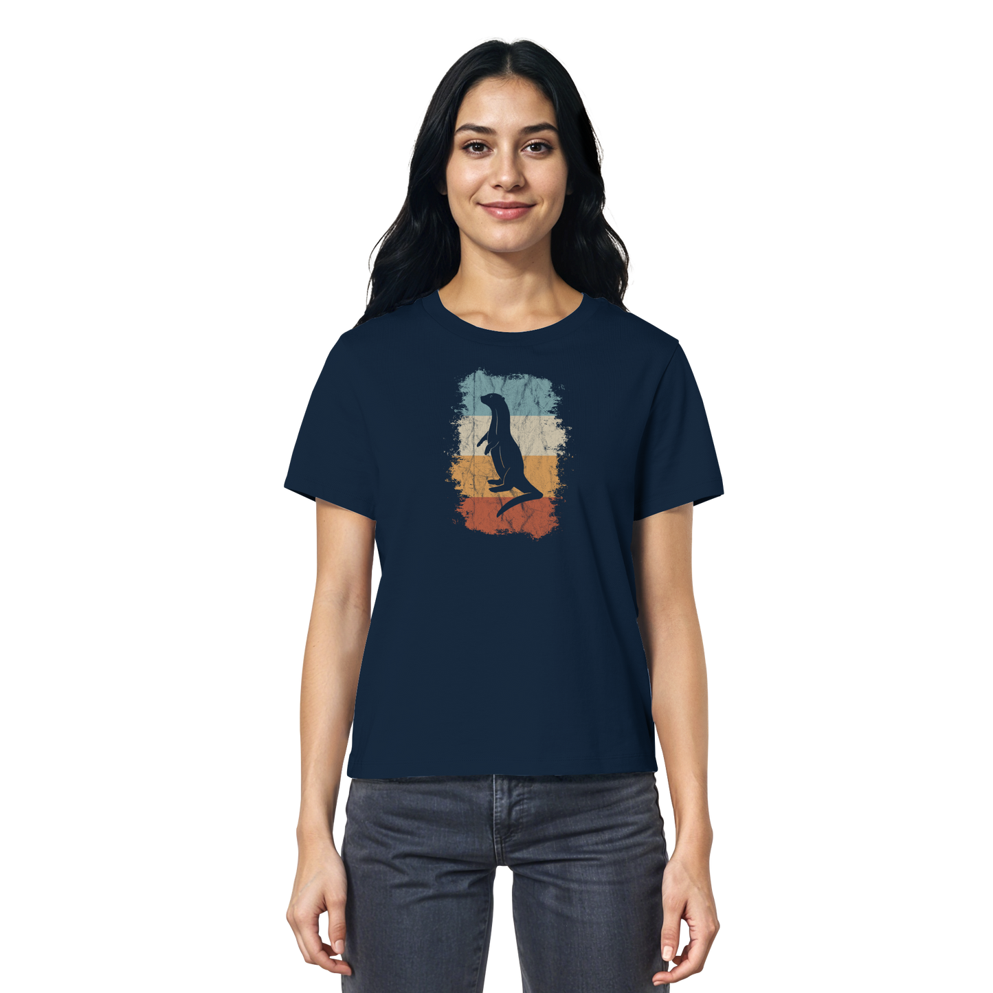 Retro Otter Fischotter Silhouette - Ladies Organic Shirt
