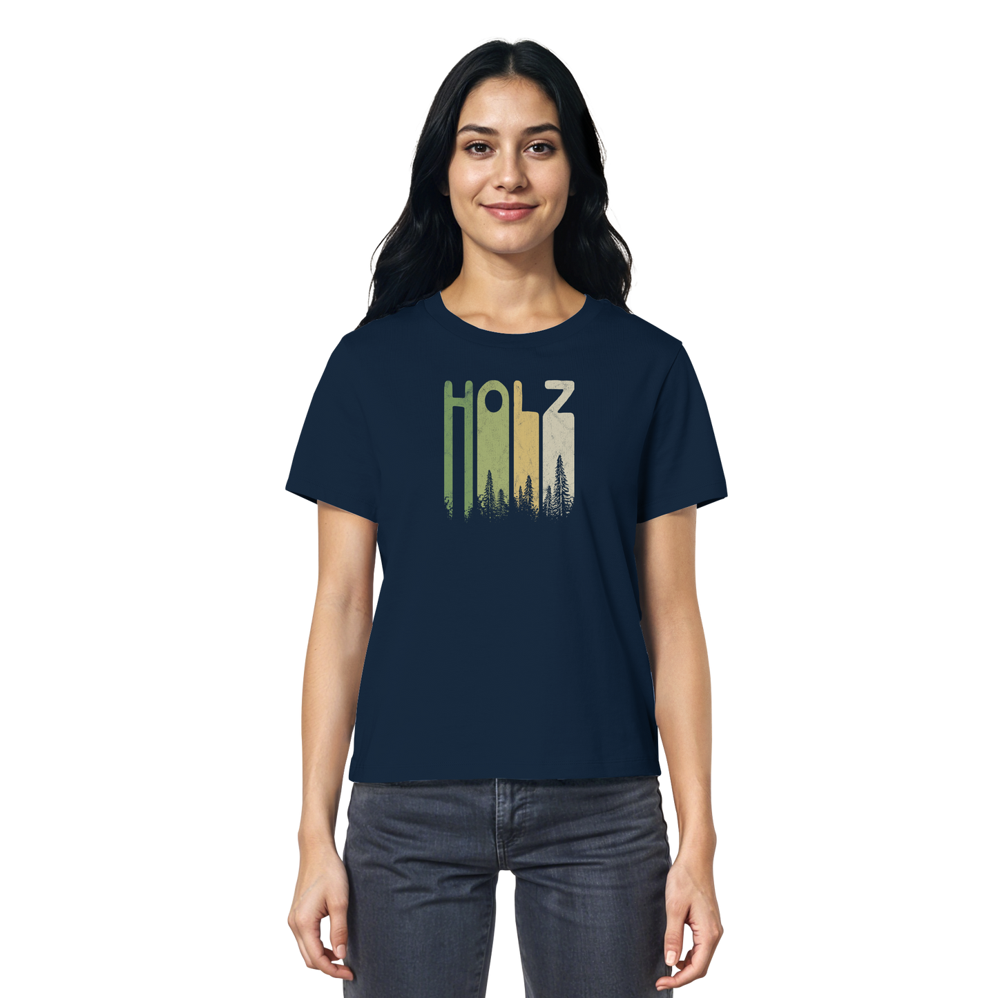 Holz Retro Wald Schriftzug - Ladies Organic Shirt