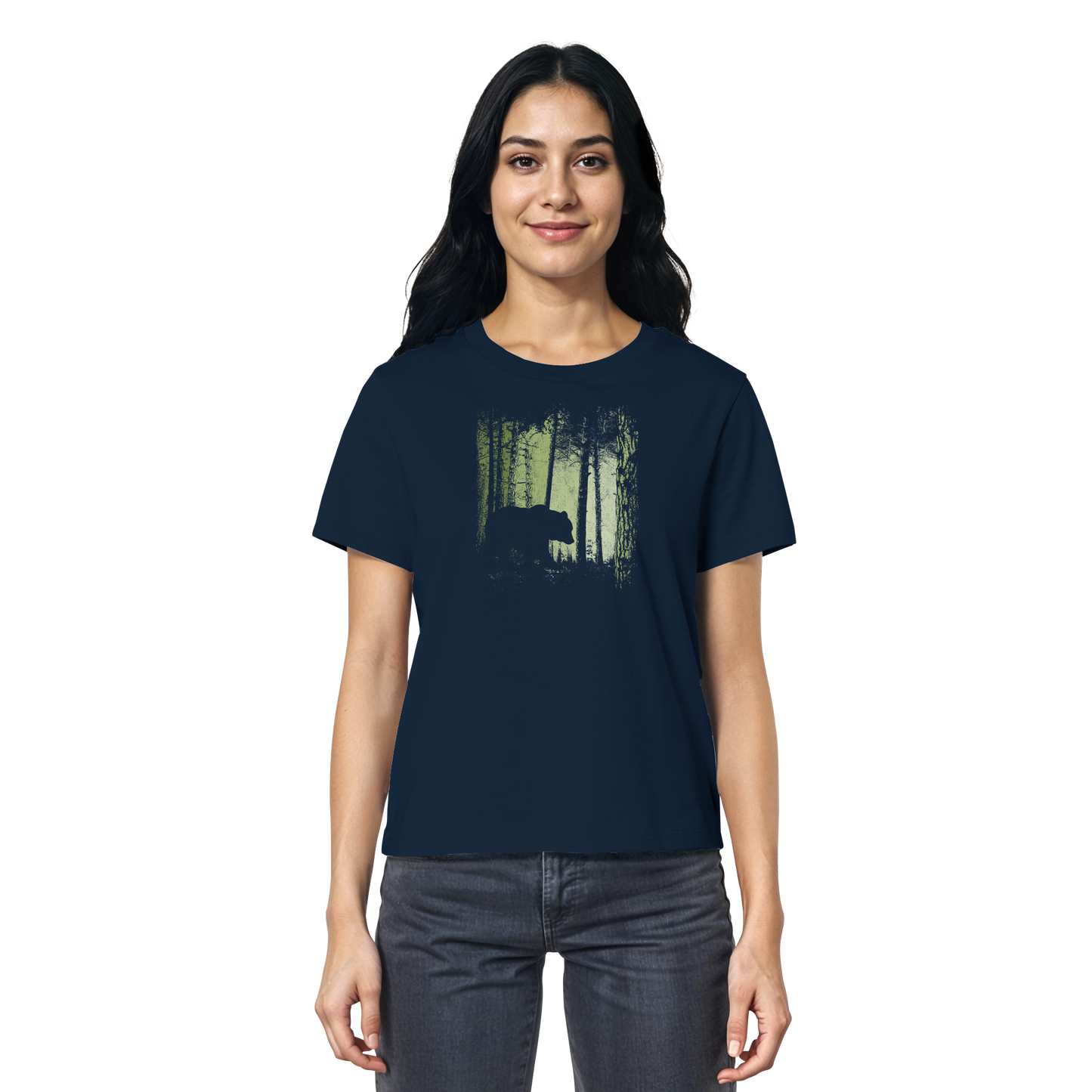 Braunbär im Zwielicht Wald - Ladies Organic Shirt