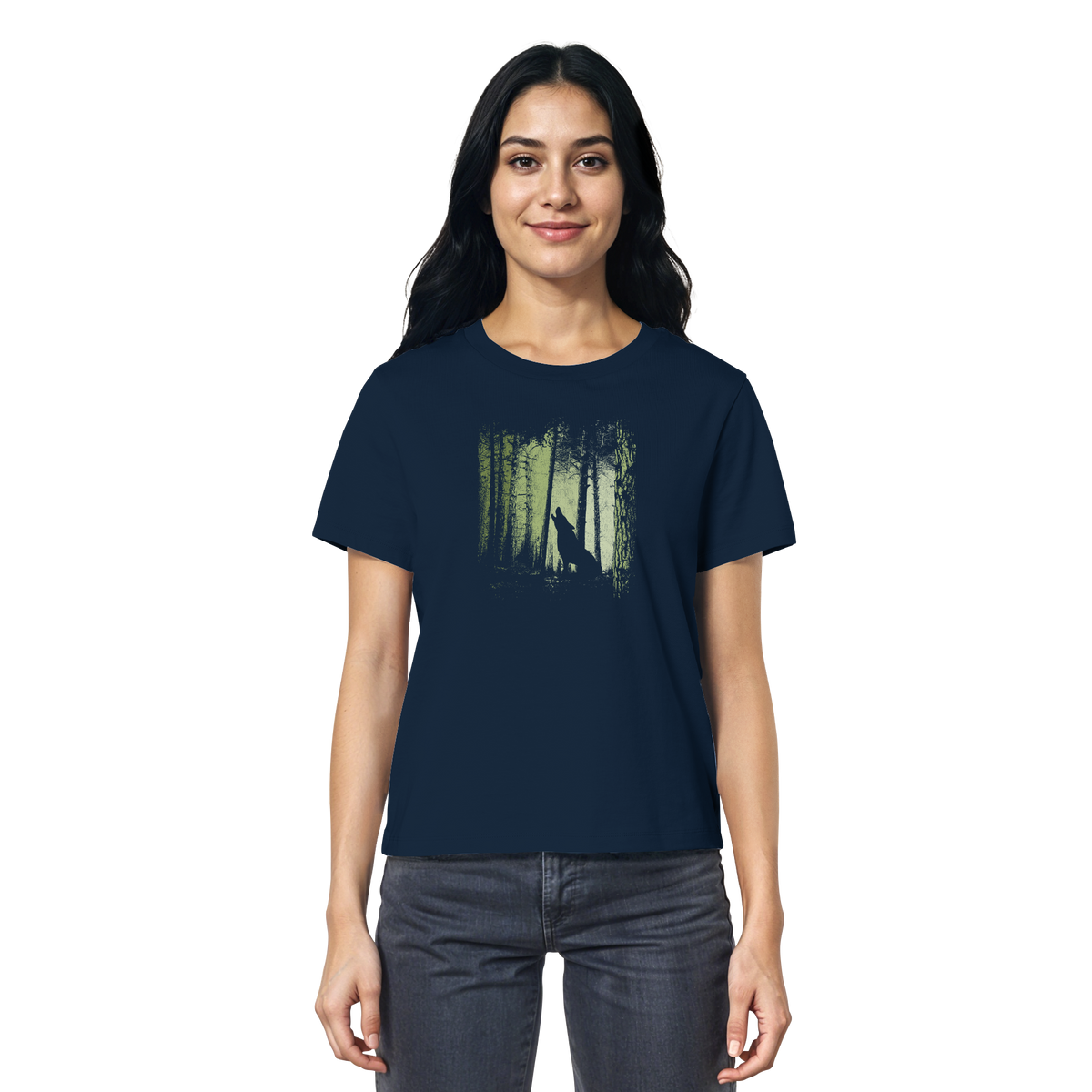 Einsamer Wolf im Zwielicht Wald  - Ladies Organic Shirt