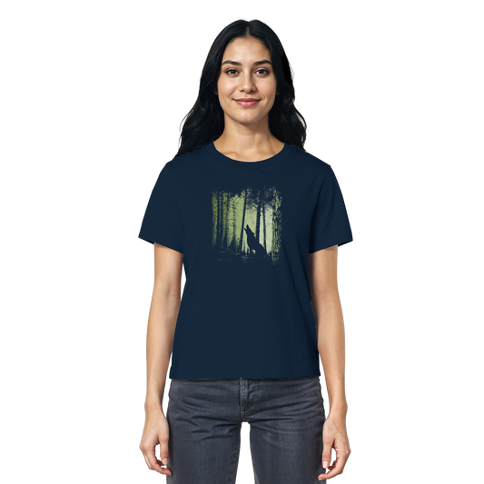 Einsamer Wolf im Zwielicht Wald  - Ladies Organic Shirt