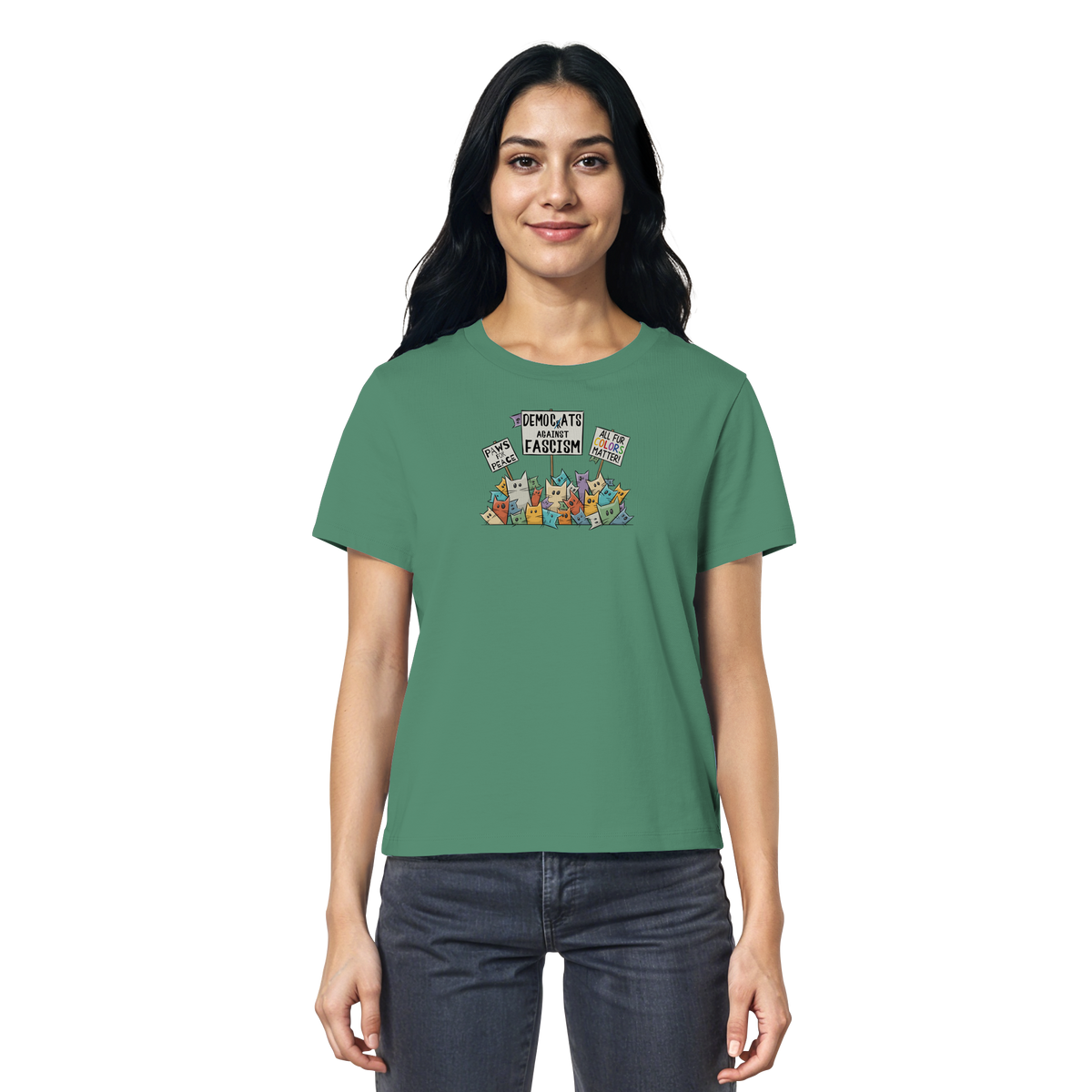 Demo-Katzen gegen Faschismus und für Vielfalt - Ladies Organic Shirt