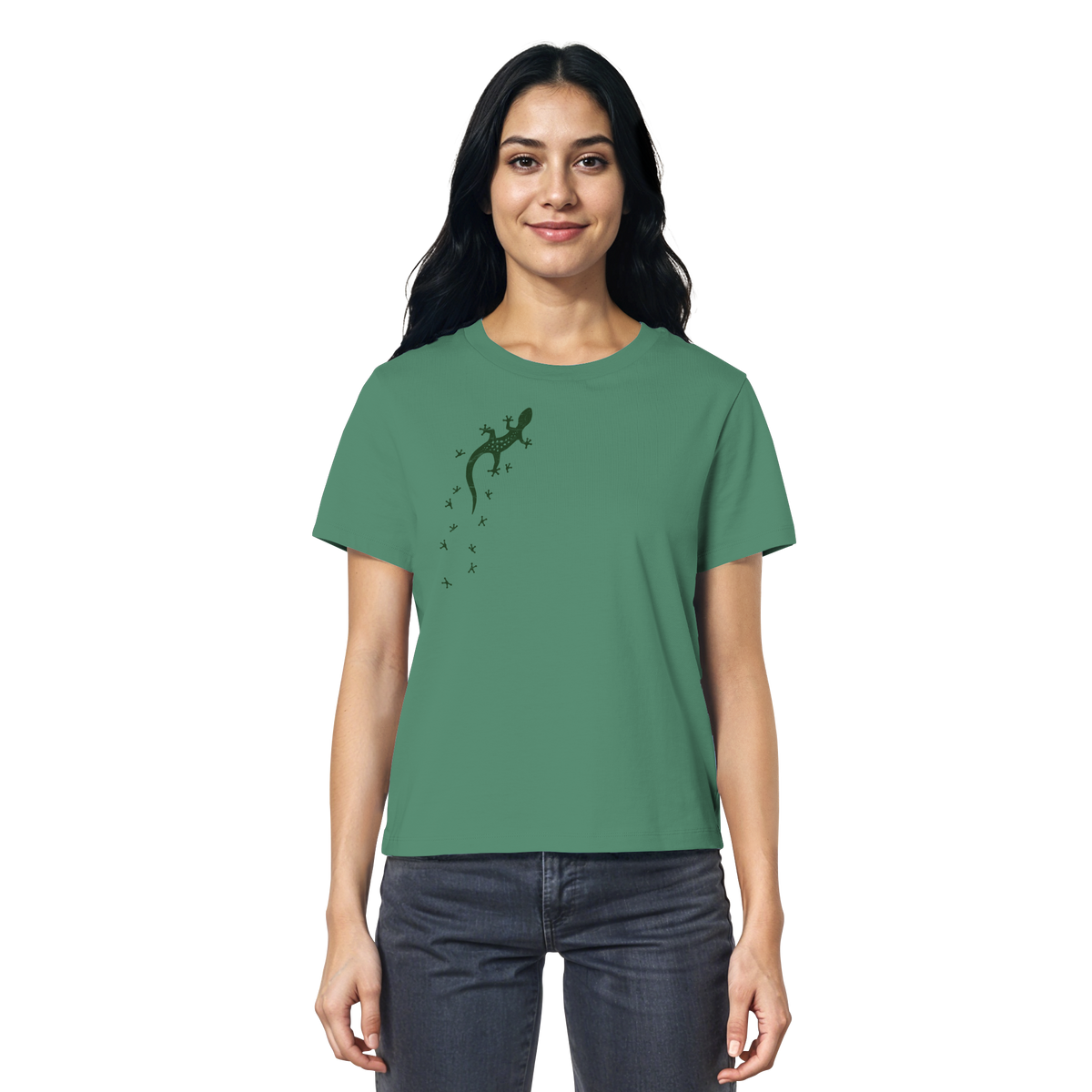Gecko Eidechse Silhouette dunkel - Ladies Organic Shirt