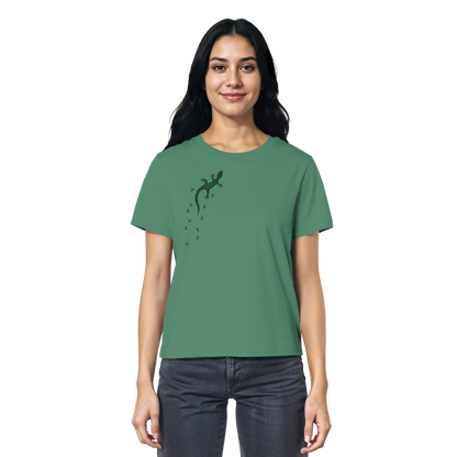 Gecko Eidechse Silhouette dunkel - Ladies Organic Shirt