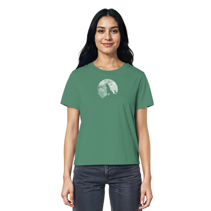 Heulender Wolf Silhouette vor Vollmond - Ladies Organic Shirt
