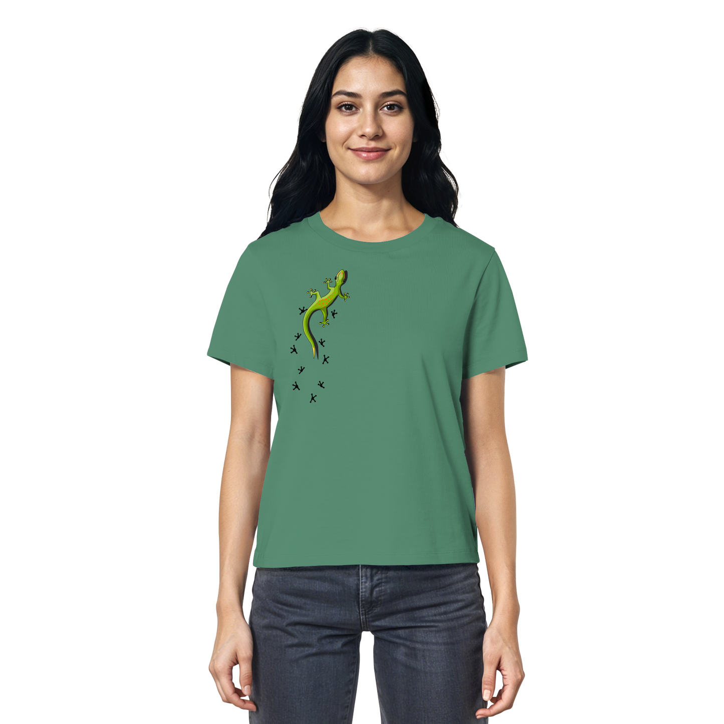 Kletternder Gecko mit Spuren - Ladies Organic Shirt