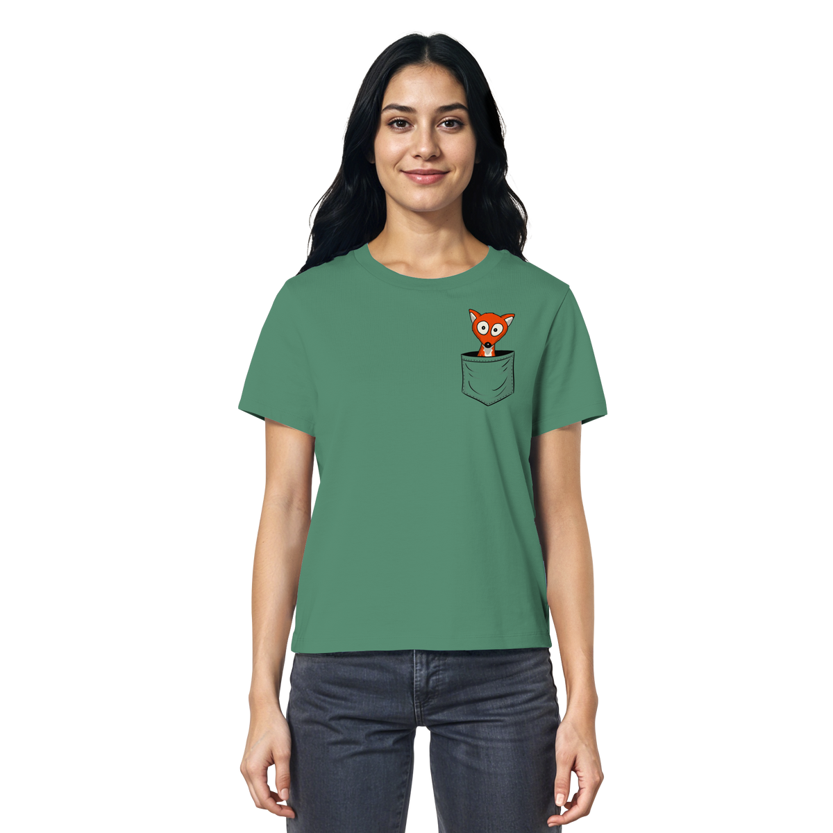 Fuchs in der Brusttasche | Taschen-Fuchs - Ladies Organic Shirt