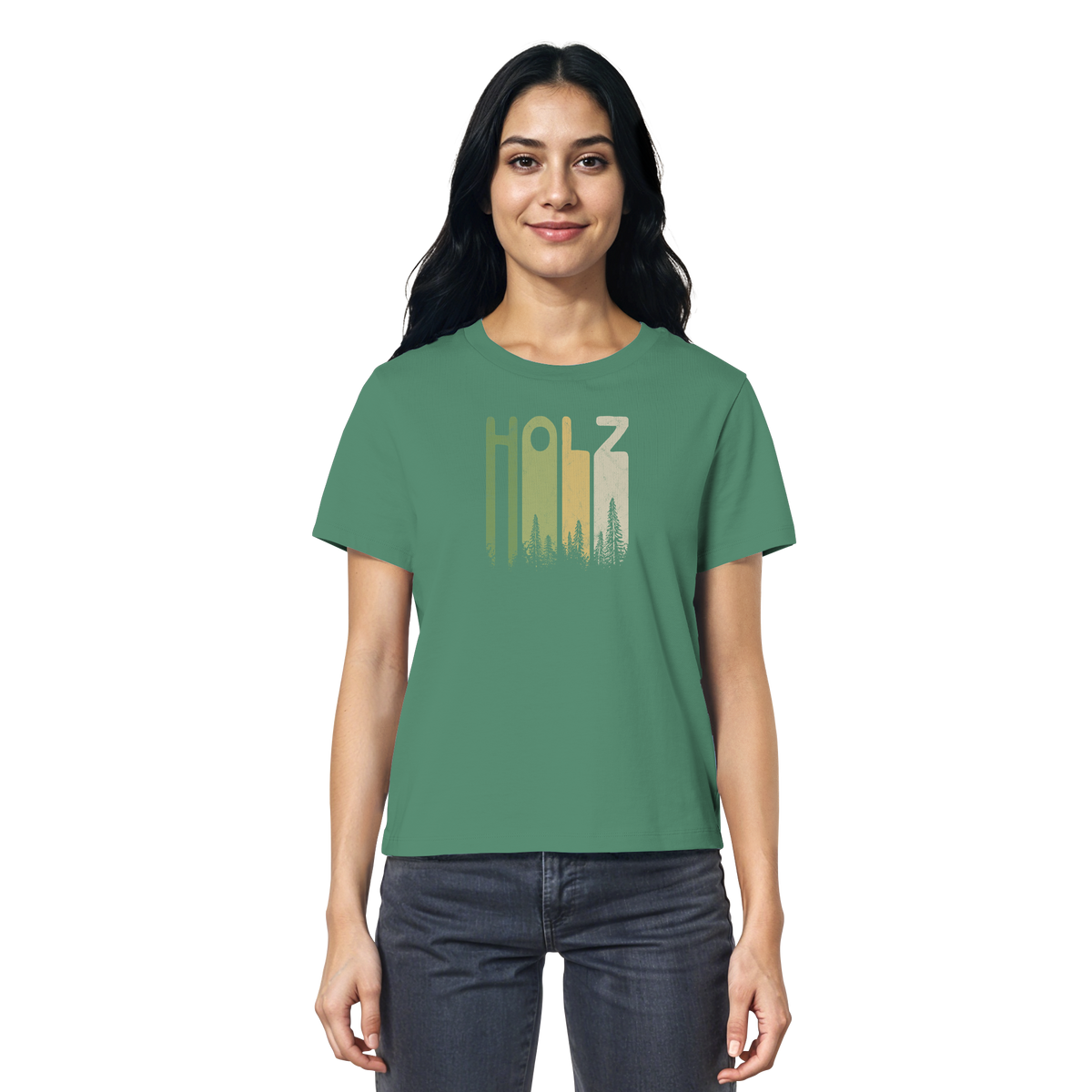 Holz Retro Wald Schriftzug - Ladies Organic Shirt