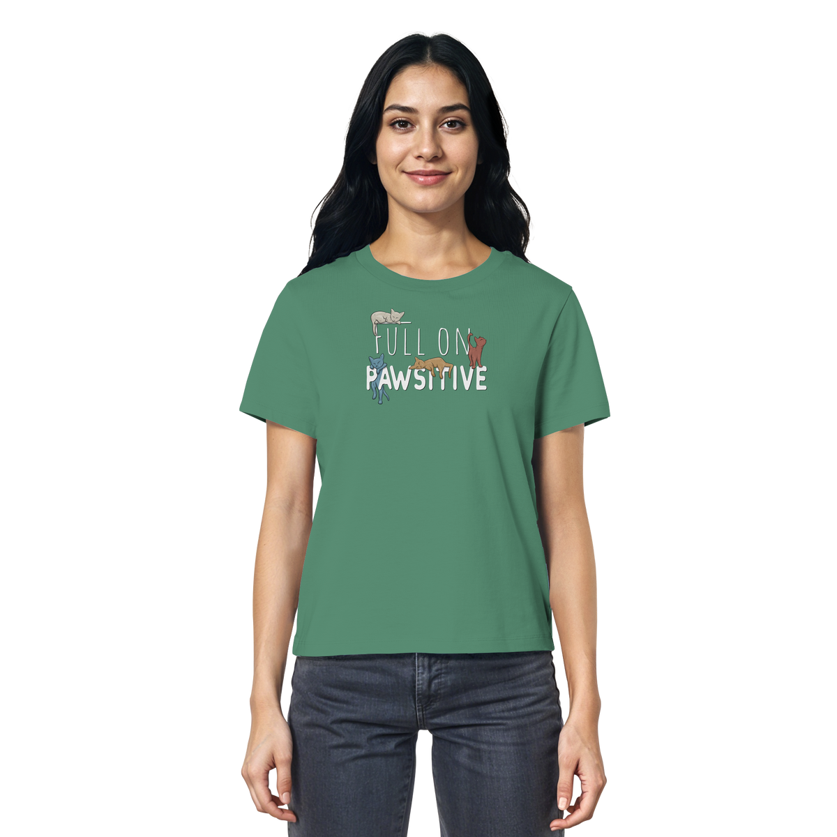 Full On Pawsitive! Gechillte Katzen - Ladies Organic Shirt