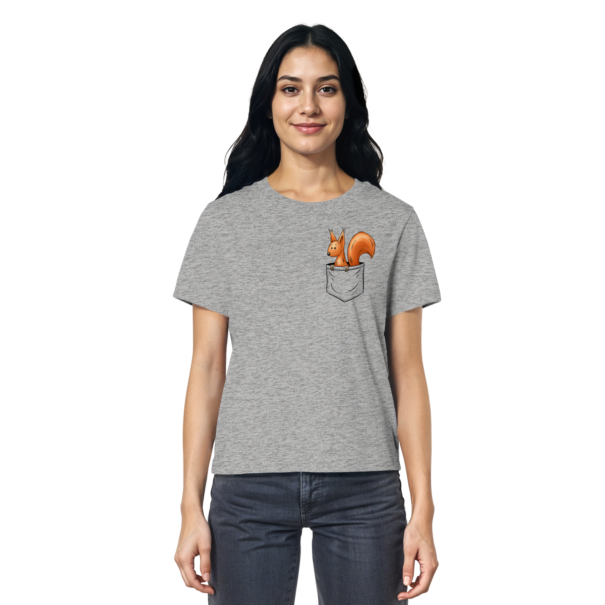 Lässiges Eichhörnchen In Tasche - Ladies Organic Shirt