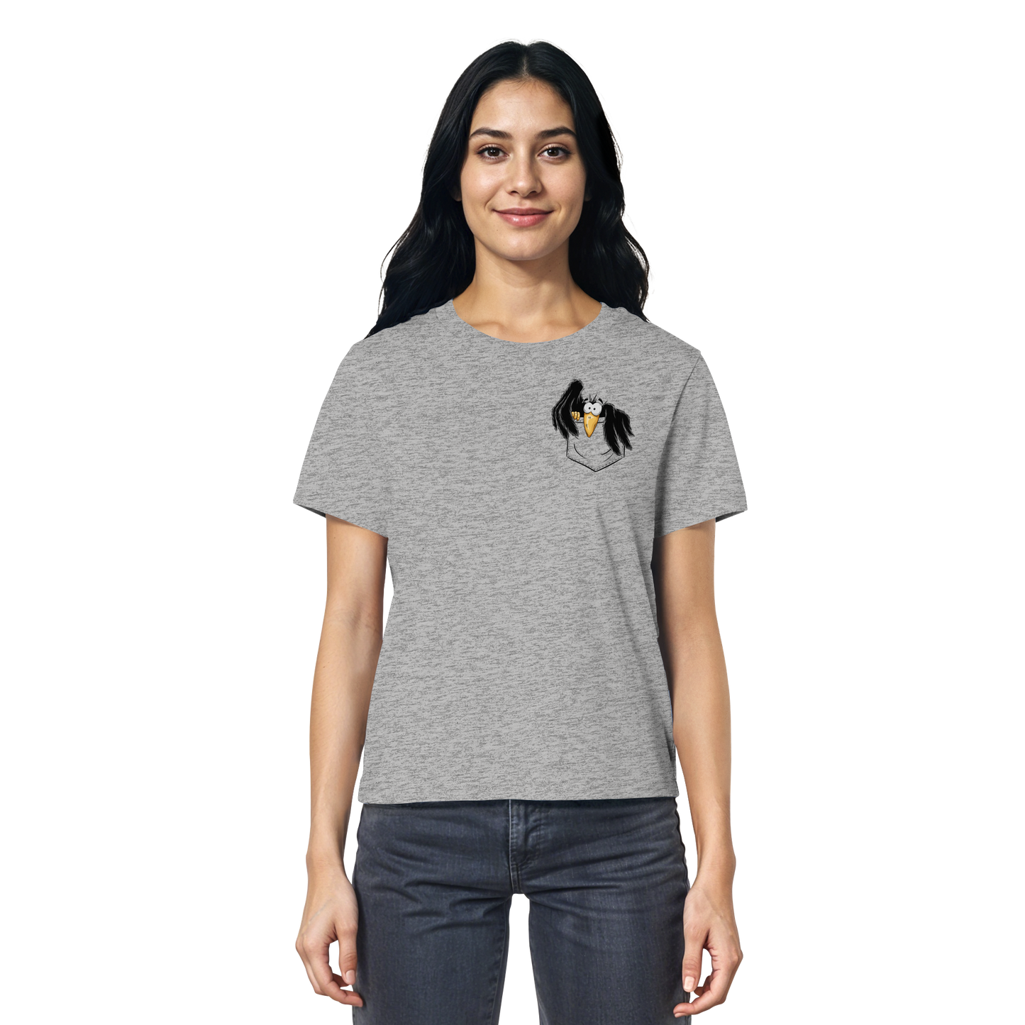 Kleiner Rabe | schwarze Krähe In Tasche - Ladies Organic Shirt