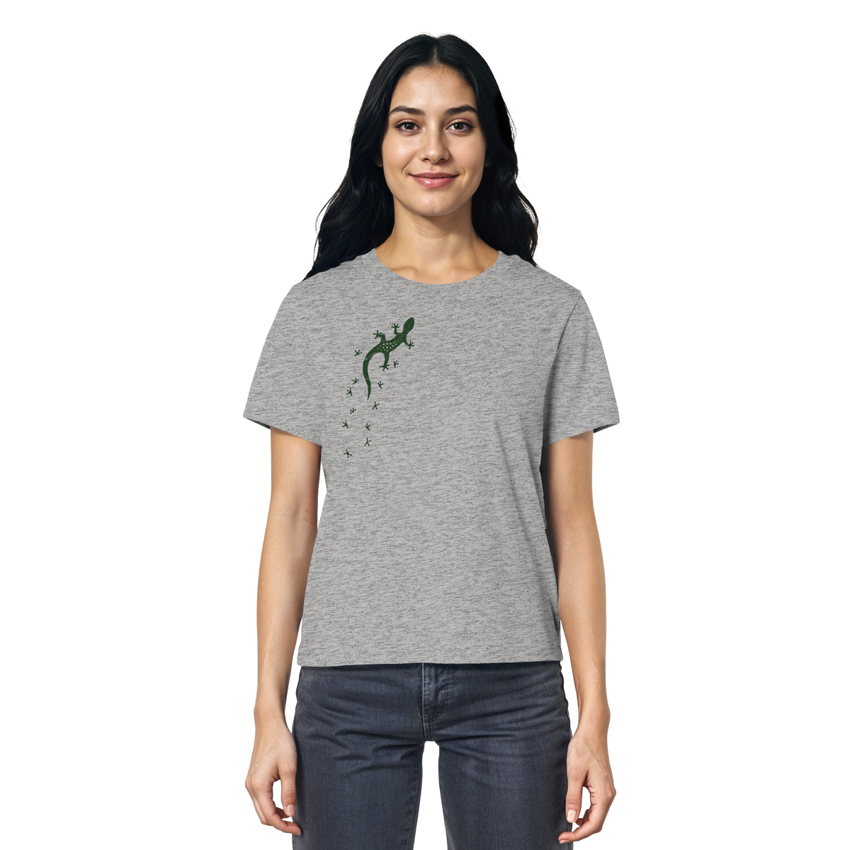 Gecko Eidechse Silhouette dunkel - Ladies Organic Shirt