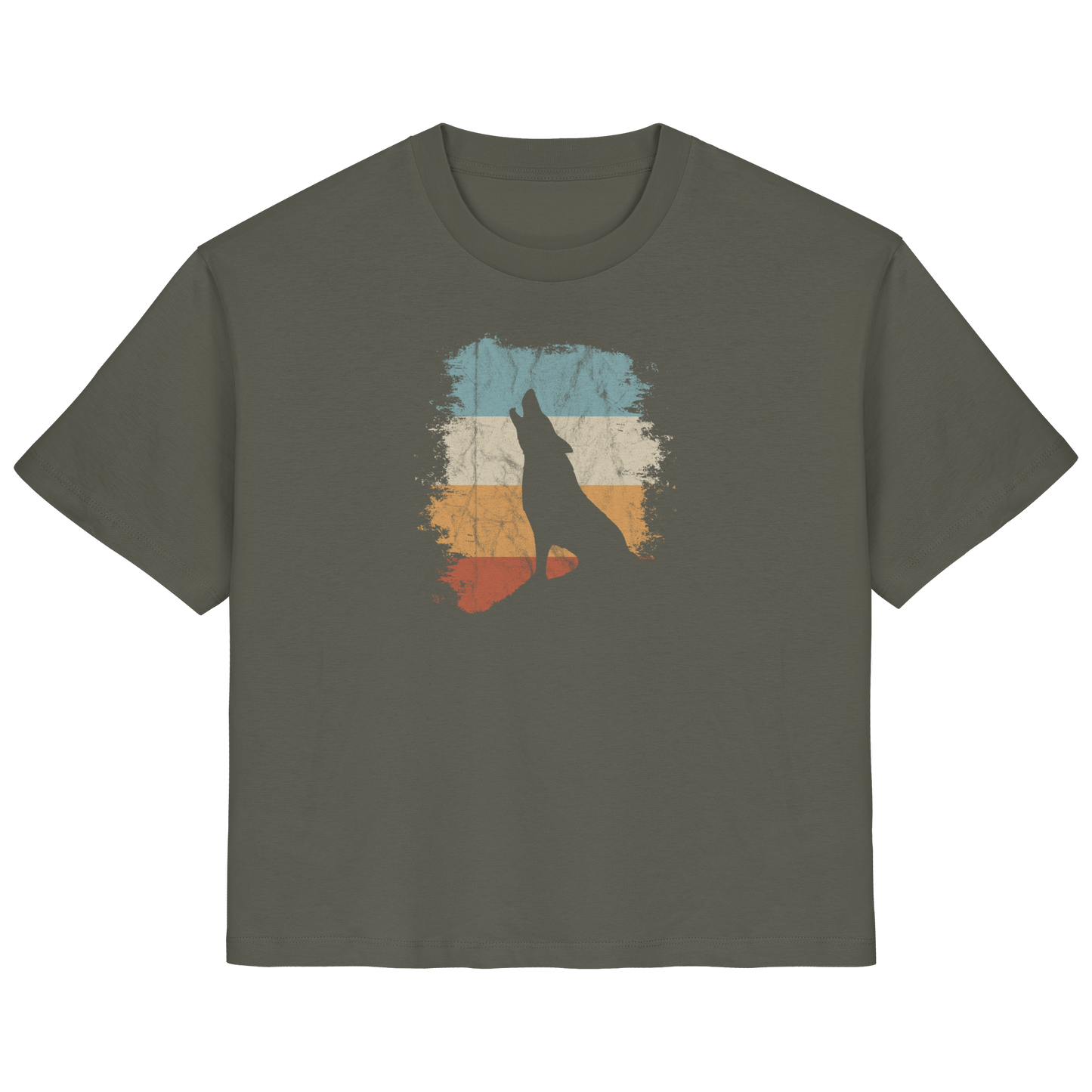 Retro Style lässig heulender Wolf  - Ladies Organic Shirt