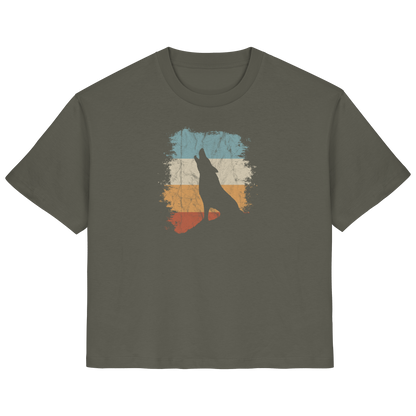 Retro Style lässig heulender Wolf  - Ladies Organic Shirt