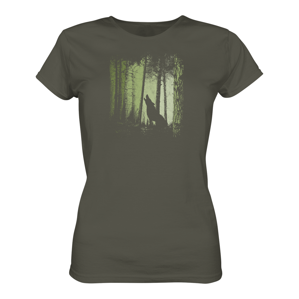 Einsamer Wolf im Zwielicht Wald  - Ladies Organic Shirt