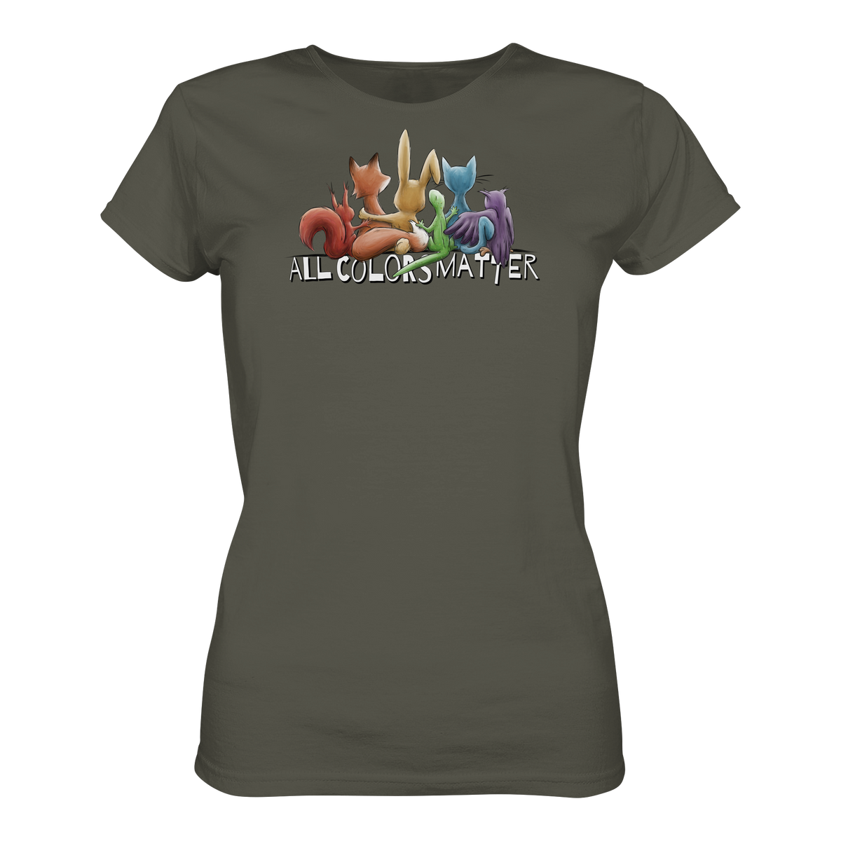 All Colors Matter! Regenbogen Tiere für Vielfalt - Ladies Organic Shirt