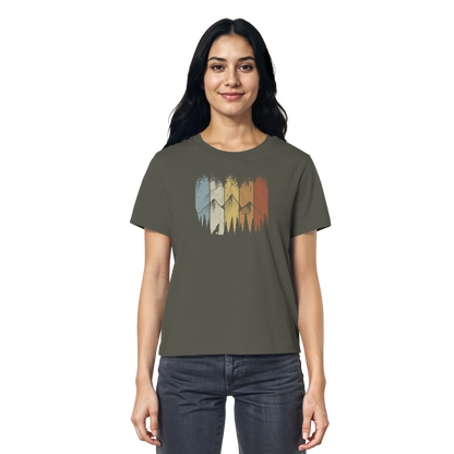 Retro Wald, Berge und Wolf  - Ladies Organic Shirt