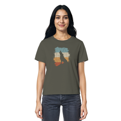 Retro Style lässig heulender Wolf  - Ladies Organic Shirt