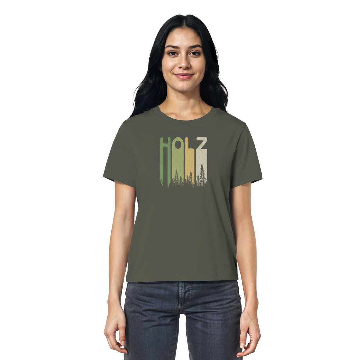Holz Retro Wald Schriftzug - Ladies Organic Shirt