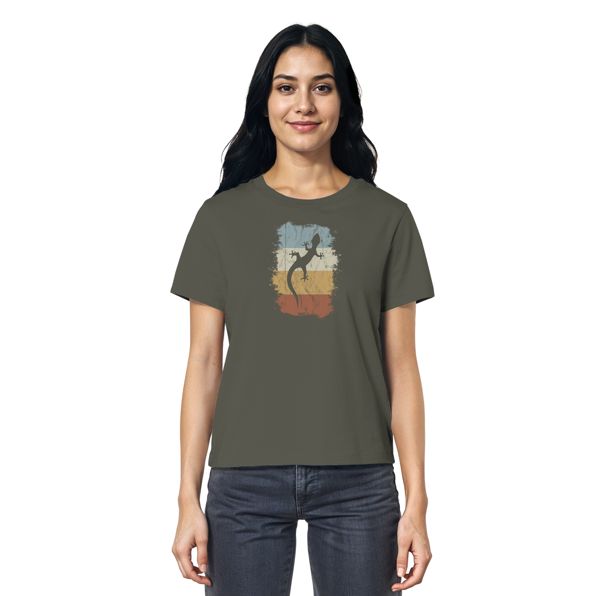 Retro Gecko Salamander Silhouette - Ladies Organic Shirt