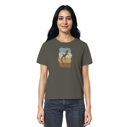 Retro Gecko Salamander Silhouette - Ladies Organic Shirt