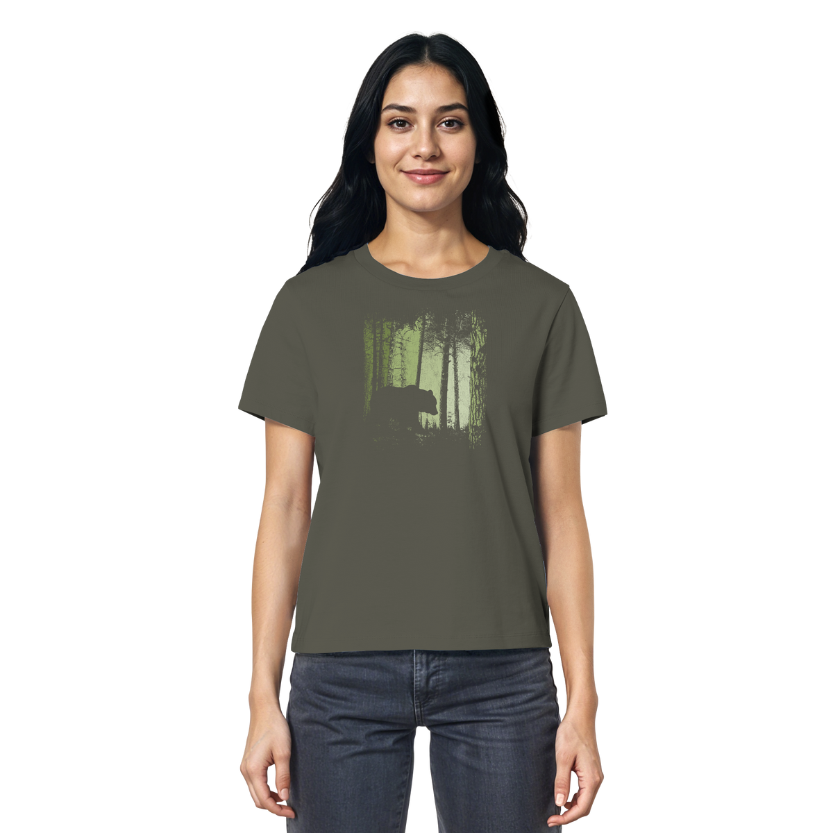 Braunbär im Zwielicht Wald - Ladies Organic Shirt