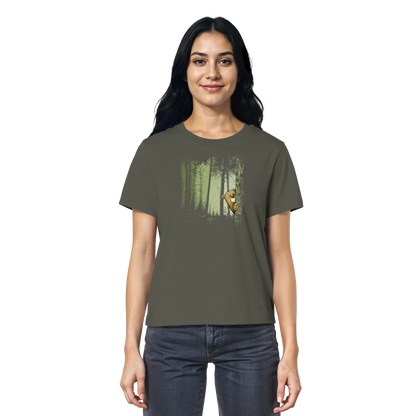 Comic Bär versteckt im Zwielicht Wald - Ladies Organic Shirt