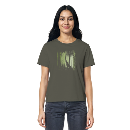 Einsamer Wolf im Zwielicht Wald  - Ladies Organic Shirt