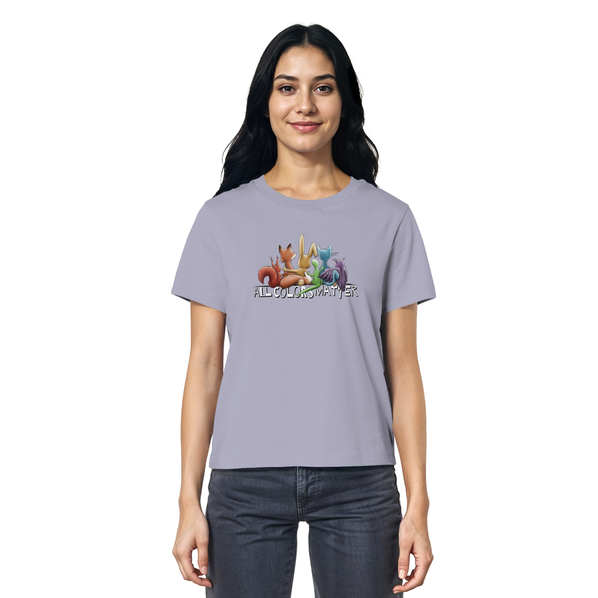 All Colors Matter! Regenbogen Tiere für Vielfalt - Ladies Organic Shirt