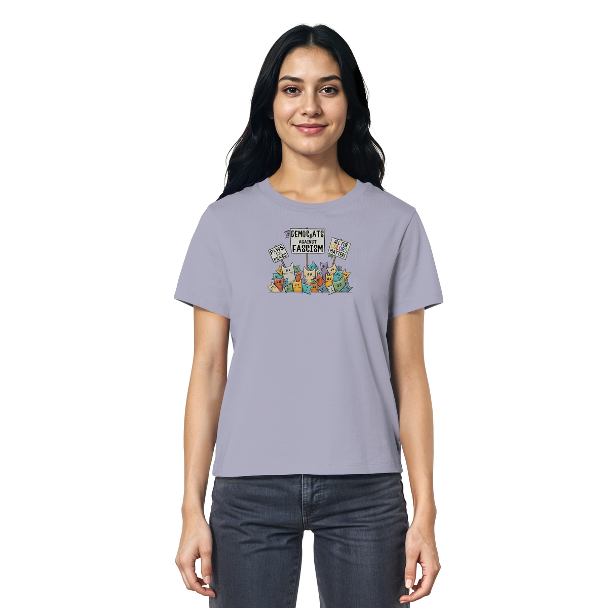 Demo-Katzen gegen Faschismus und für Vielfalt - Ladies Organic Shirt