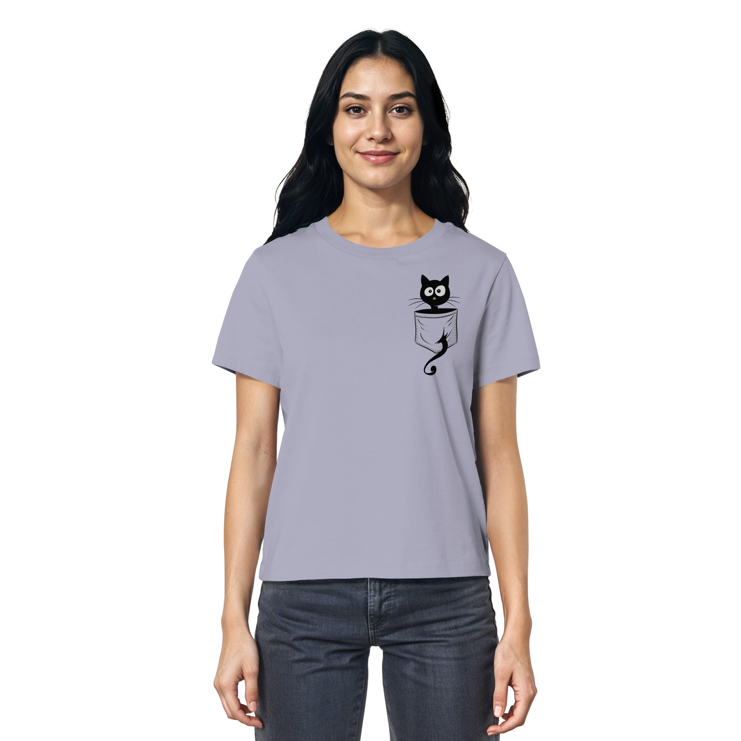 Schwarze Katze in der Tasche - Ladies Organic Shirt