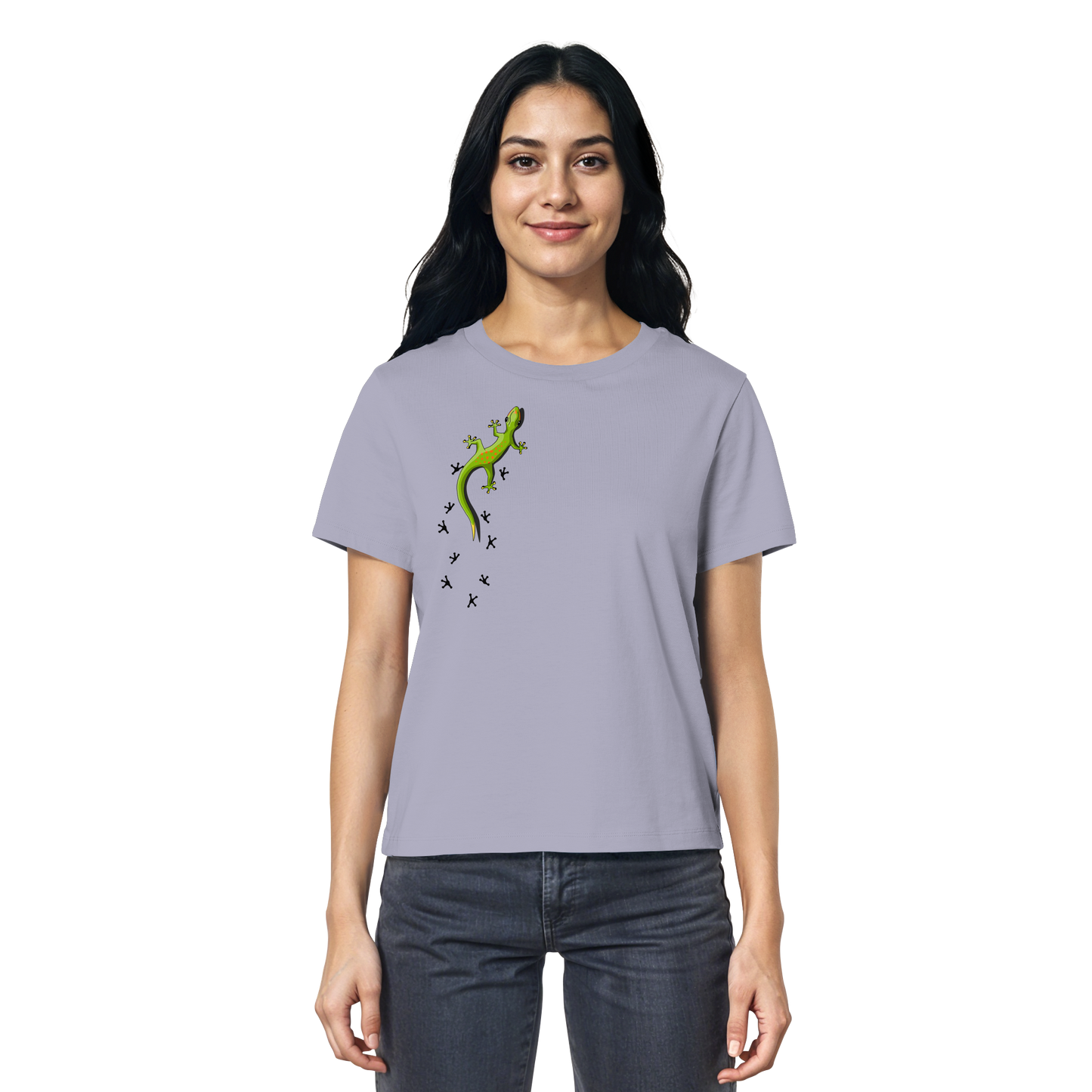 Kletternder Gecko mit Spuren - Ladies Organic Shirt