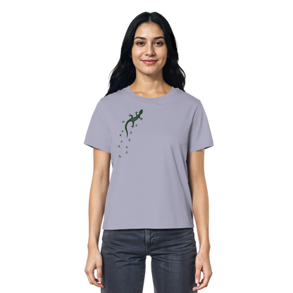 Gecko Eidechse Silhouette dunkel - Ladies Organic Shirt