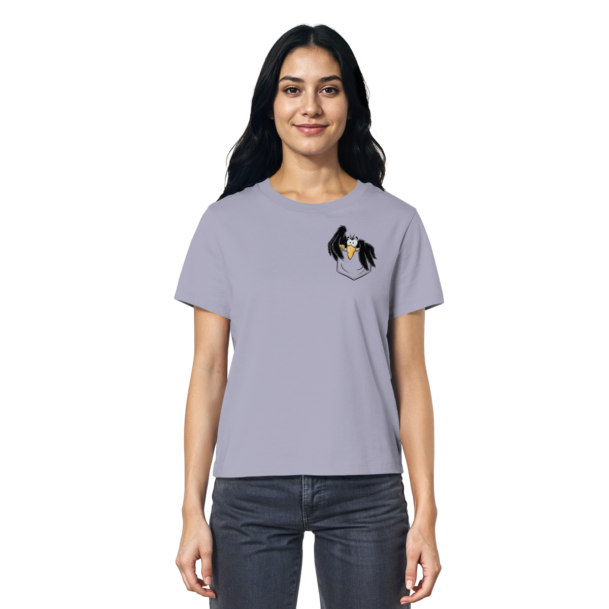 Kleiner Rabe | schwarze Krähe In Tasche - Ladies Organic Shirt