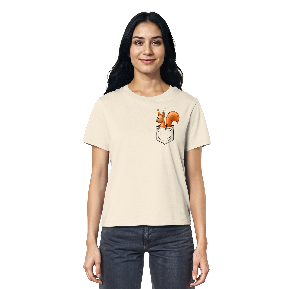 Lässiges Eichhörnchen In Tasche - Ladies Organic Shirt