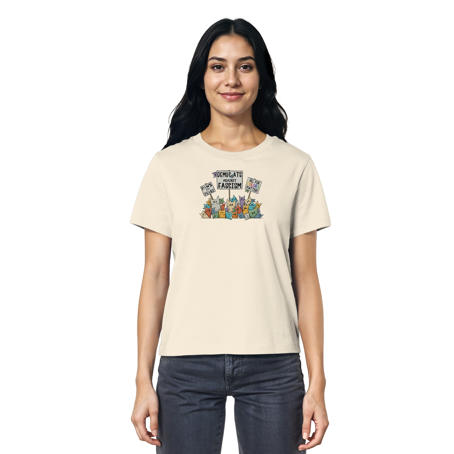 Demo-Katzen gegen Faschismus und für Vielfalt - Ladies Organic Shirt