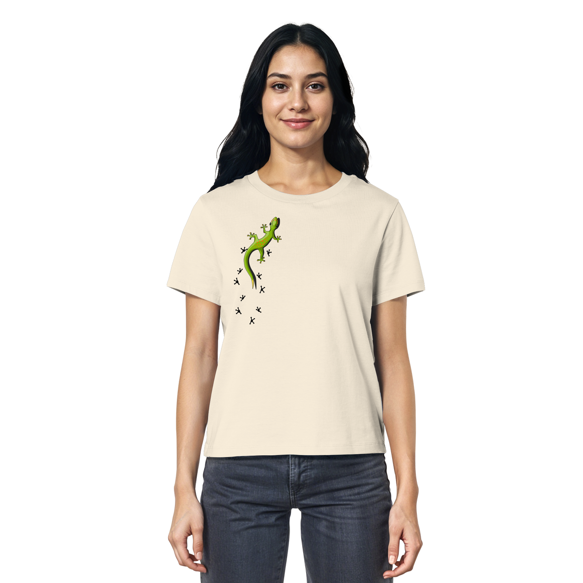 Kletternder Gecko mit Spuren - Ladies Organic Shirt