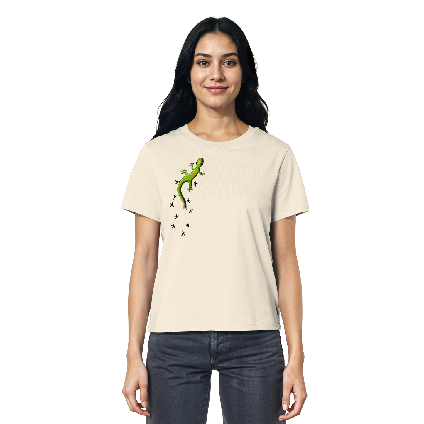 Kletternder Gecko mit Spuren - Ladies Organic Shirt
