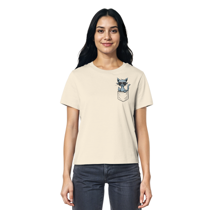 "Fuck Off" Mittelfinger Katze in der Tasche - Ladies Organic Shirt