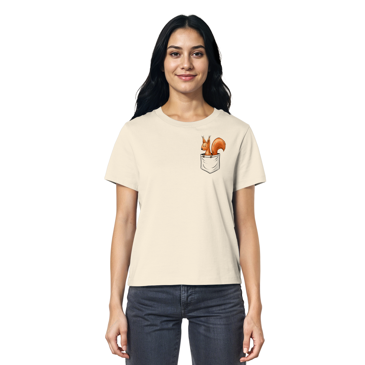 Lässiges Eichhörnchen In Tasche - Ladies Organic Shirt