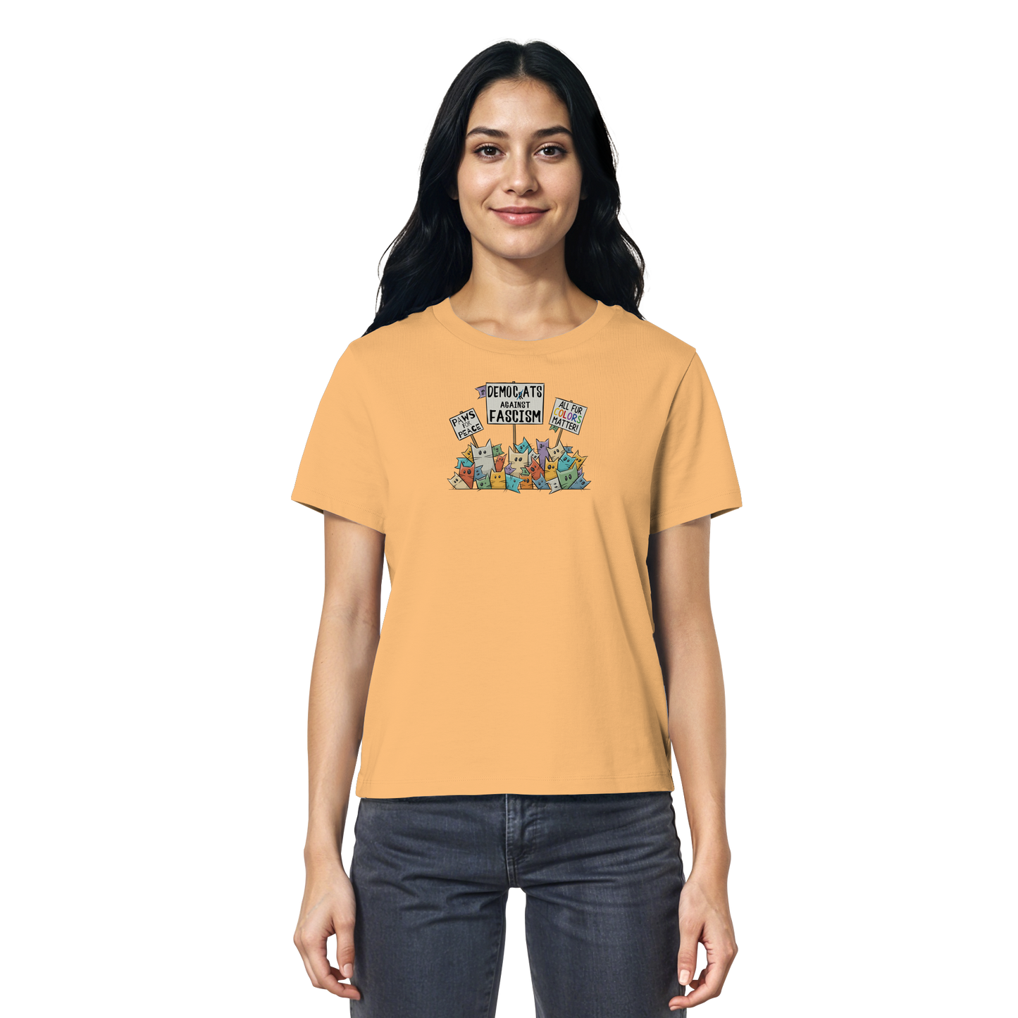 Demo-Katzen gegen Faschismus und für Vielfalt - Ladies Organic Shirt