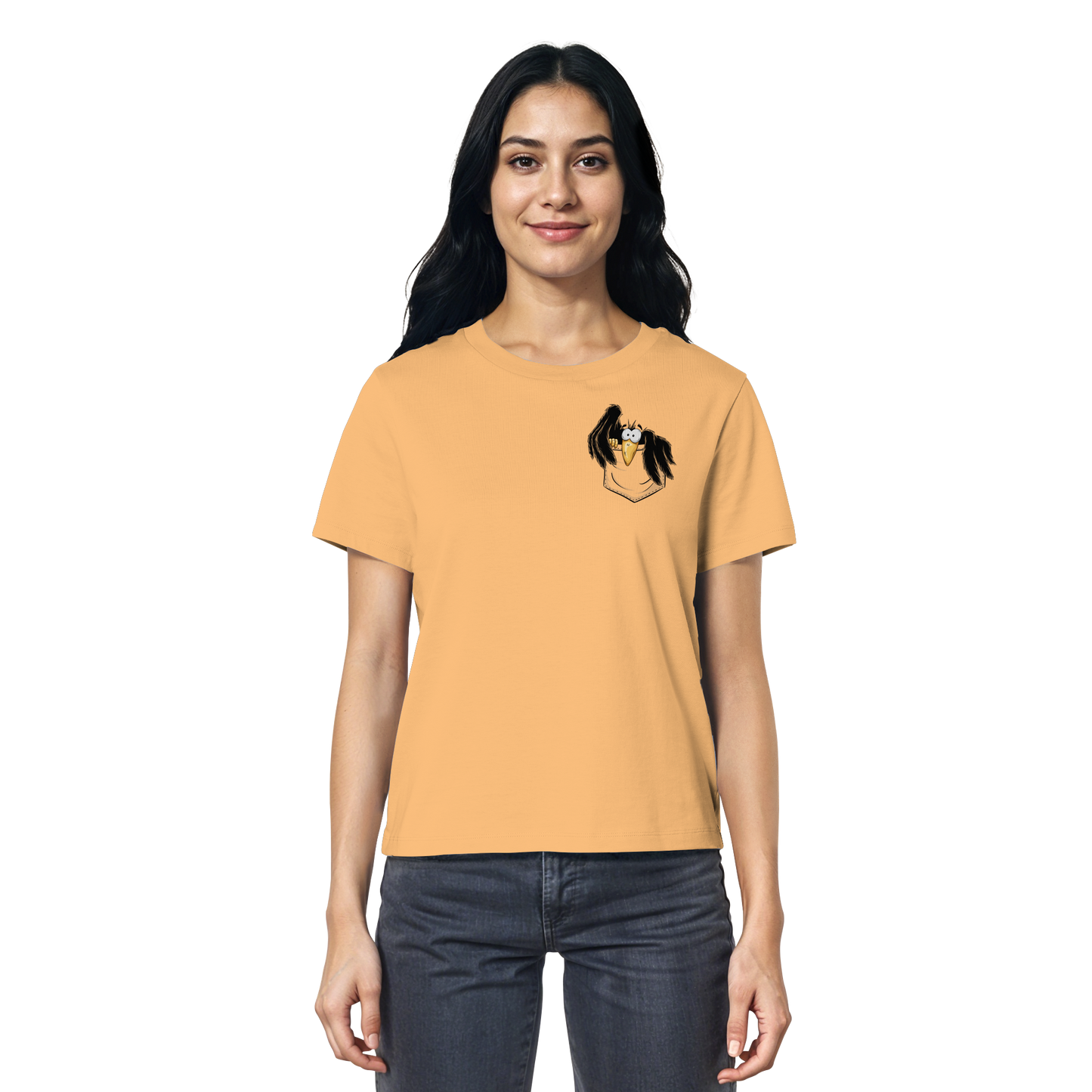 Kleiner Rabe | schwarze Krähe In Tasche - Ladies Organic Shirt