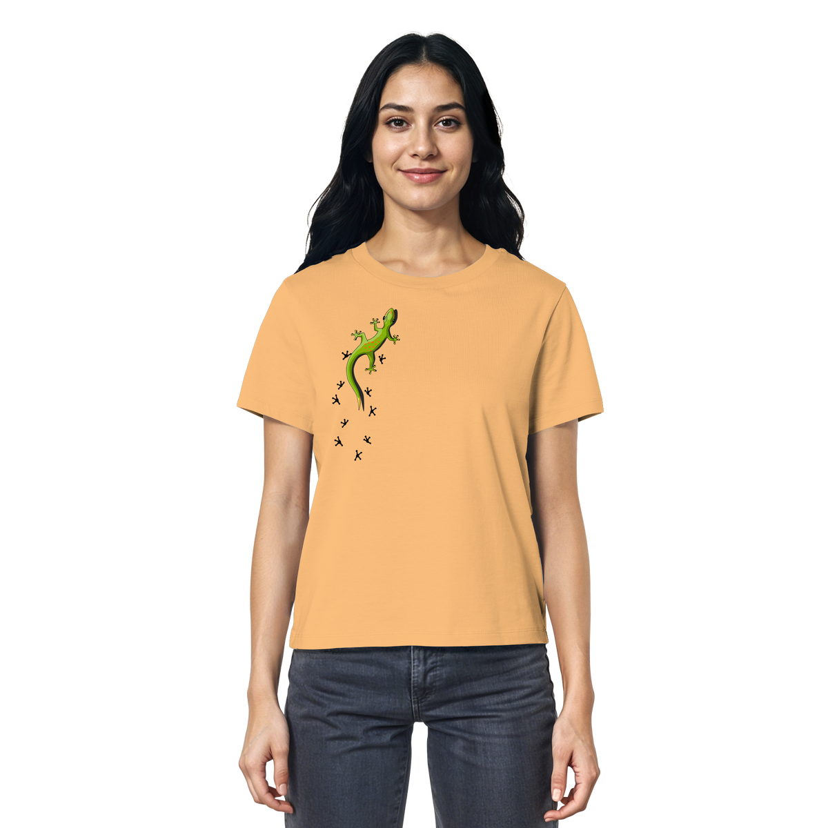 Kletternder Gecko mit Spuren - Ladies Organic Shirt