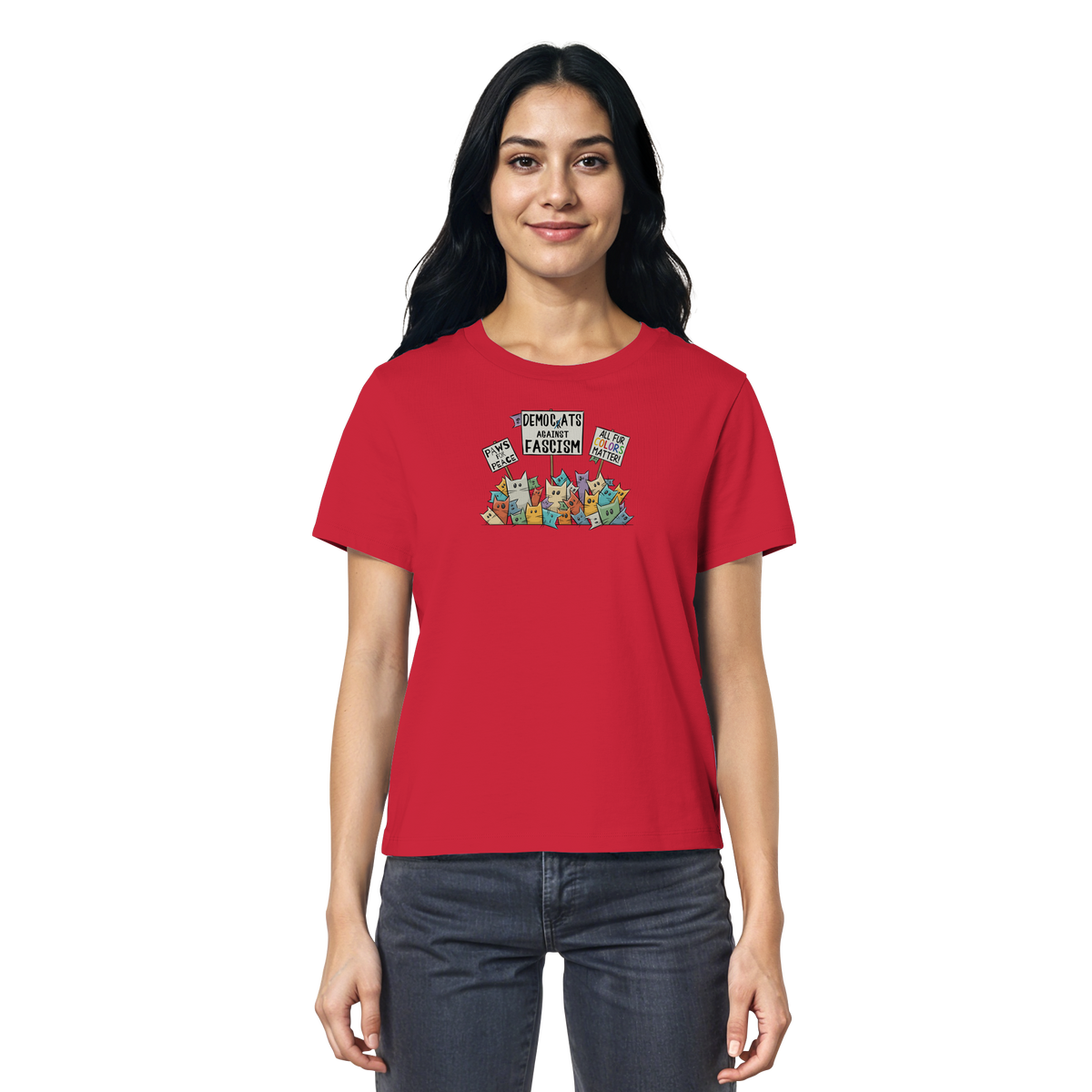 Demo-Katzen gegen Faschismus und für Vielfalt - Ladies Organic Shirt