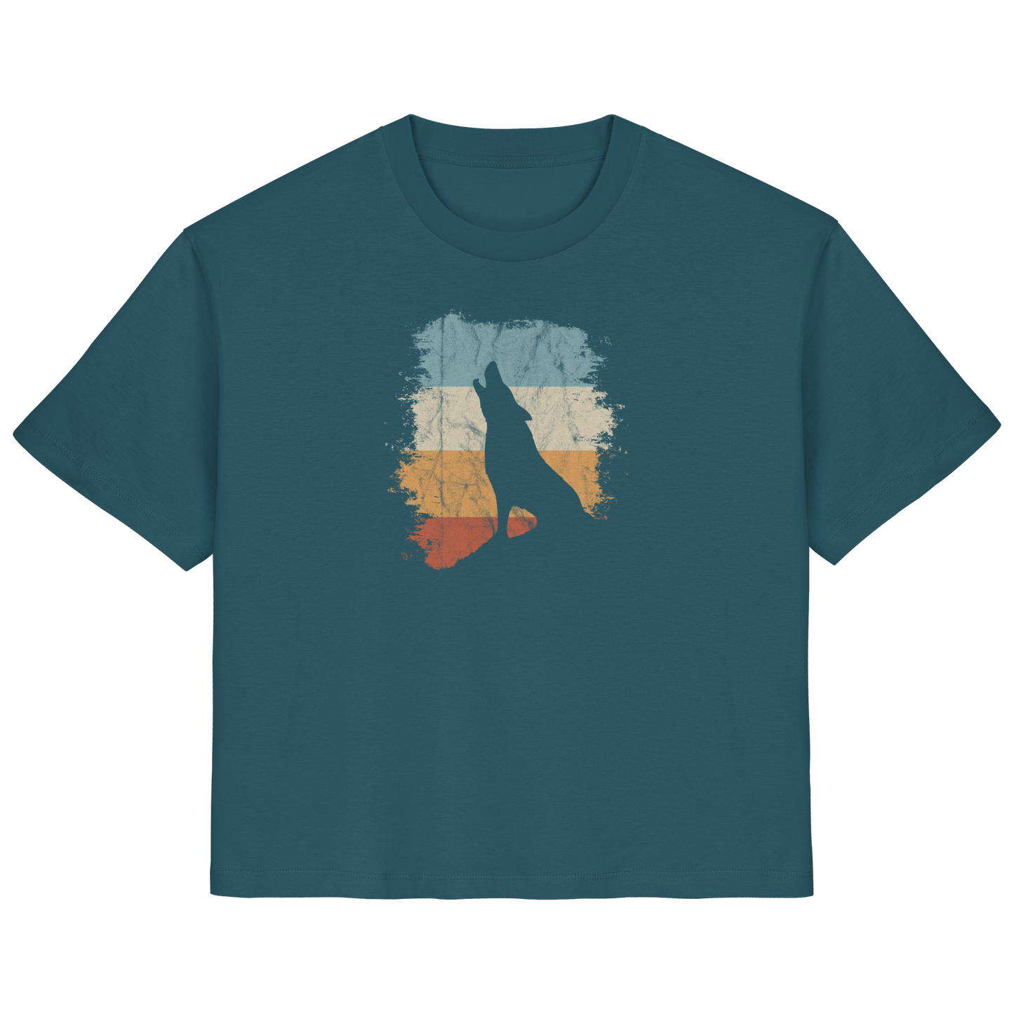 Retro Style lässig heulender Wolf  - Ladies Organic Shirt